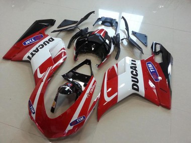 Rouge Blanc Carénage Ducati 848 1098 1198 2007-2014 Abordables