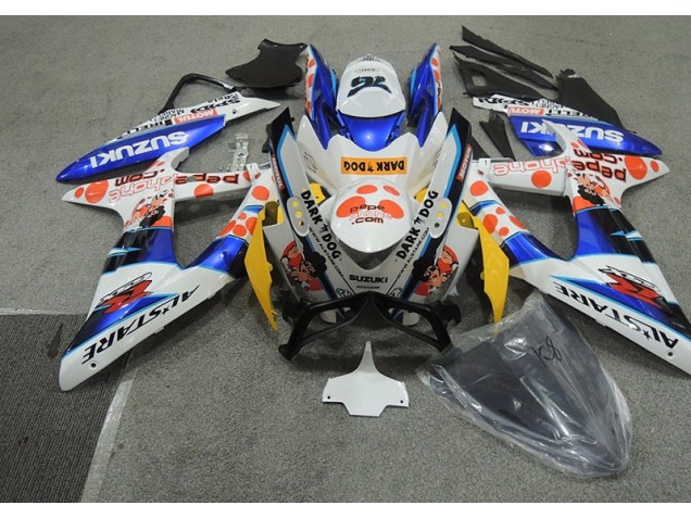 Blanc Bleu Dark Dog Carénage Suzuki GSXR 600 K8 2008-2010 Blanc Bleu Dark Dog Carénage Suzuki GSXR 600 K8 2008-2010