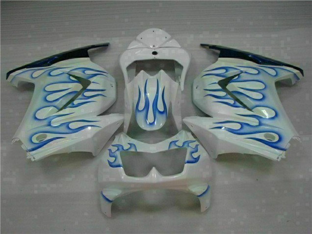 Blanc Bleu Flamme Carénage Kawasaki EX250 2008-2012