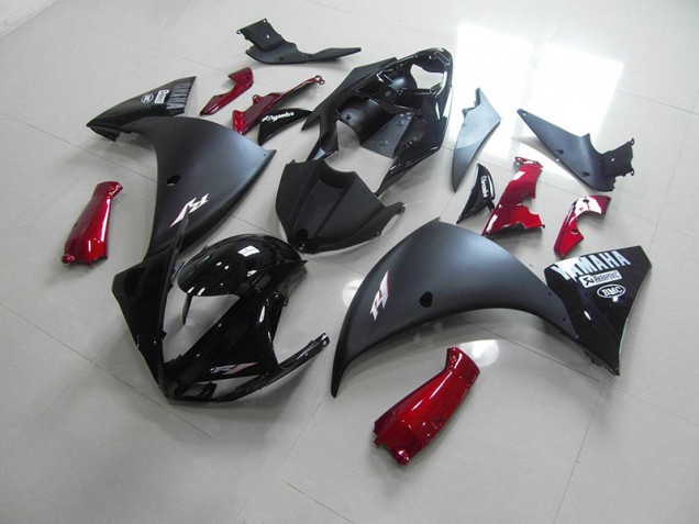 Noir Mat Rouge Carénage Yamaha R1 2009-2011