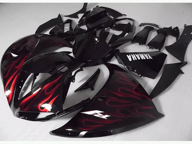Rouge Noir Flamme Carénage Yamaha R1 2009-2011