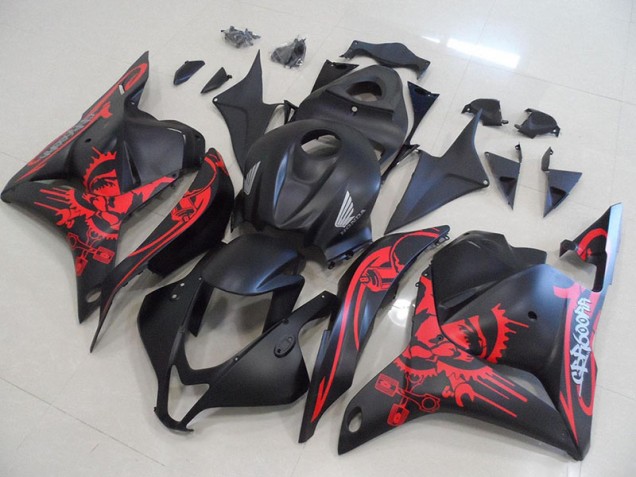 Noir Mat avec Rouge Crâne Carénage Honda CBR 600 RR 2009-2012 Noir Mat avec Rouge Crâne Carénage Honda CBR 600 RR 2009-2012