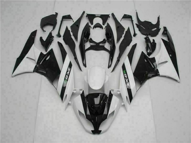 Noir Blanc Carénage Kawasaki ZX6R 2009-2012 Noir Blanc Carénage Kawasaki ZX6R 2009-2012