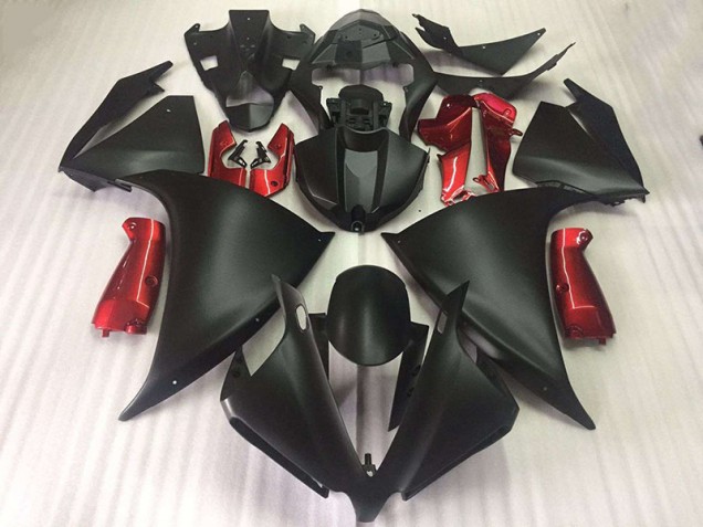 Noir Mat Brillant Rouge Carénage Yamaha R1 2012-2014 Noir Mat Brillant Rouge Carénage Yamaha R1 2012-2014