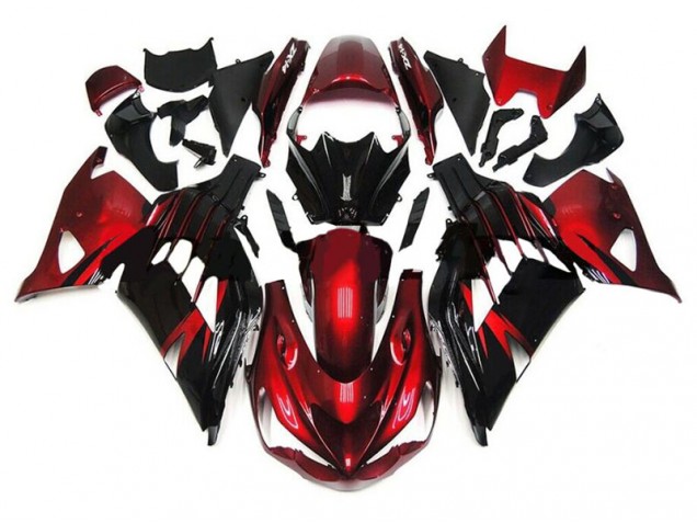 Rouge Noir Carénage Kawasaki ZX14R ZZR 1400 2012-2021 Rouge Noir Carénage Kawasaki ZX14R ZZR 1400 2012-2021